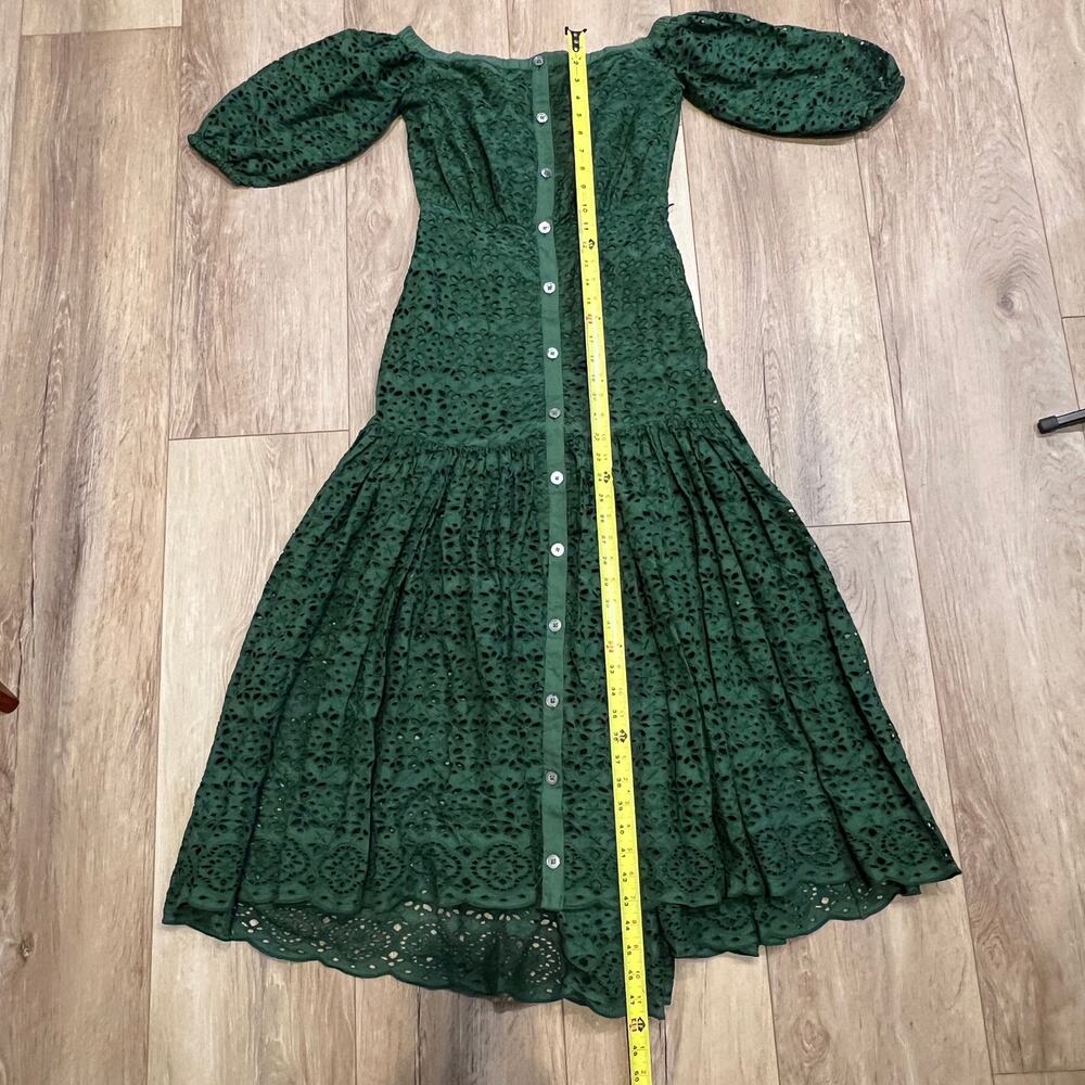 VERONICA BEARD Women's Cali Off-The-Shoulder Eyelet Dress Size 2 In Forest - Picture 9 of 11